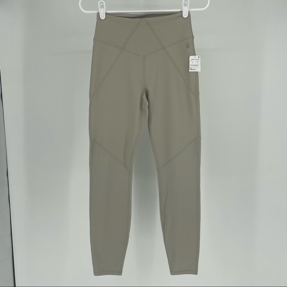 GOOD AMERICAN NWT ANGLED RIBBED HIGH RISE LEGGINGS IN SUMMER SAND 002 1 5 6 - Picture 3 of 15